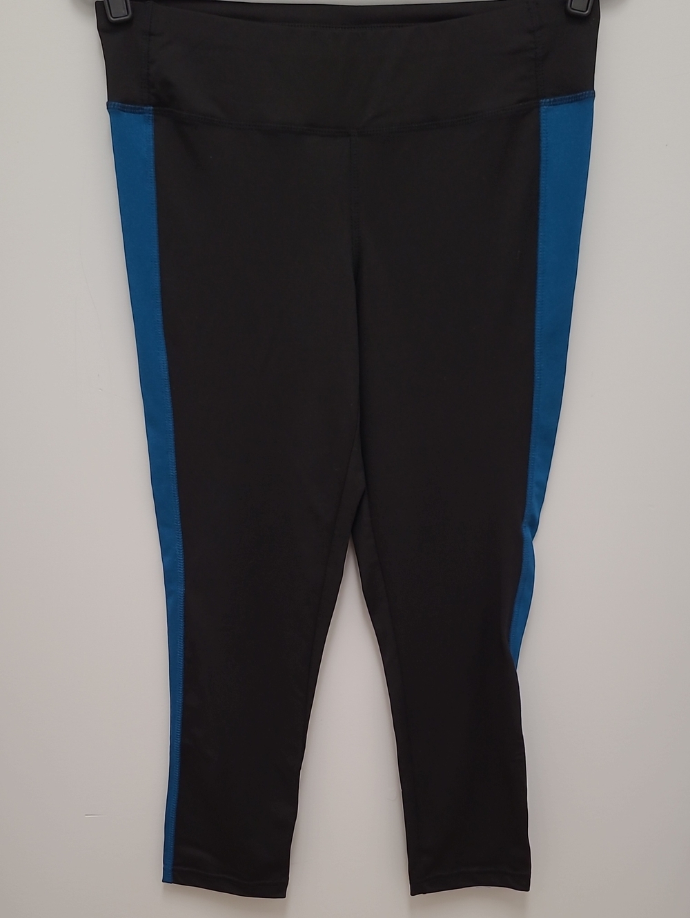 Black Leggings with Blue Side Panels